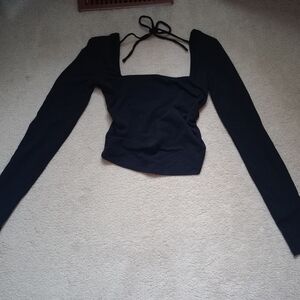 Garage Black Long Sleeve Crop Top